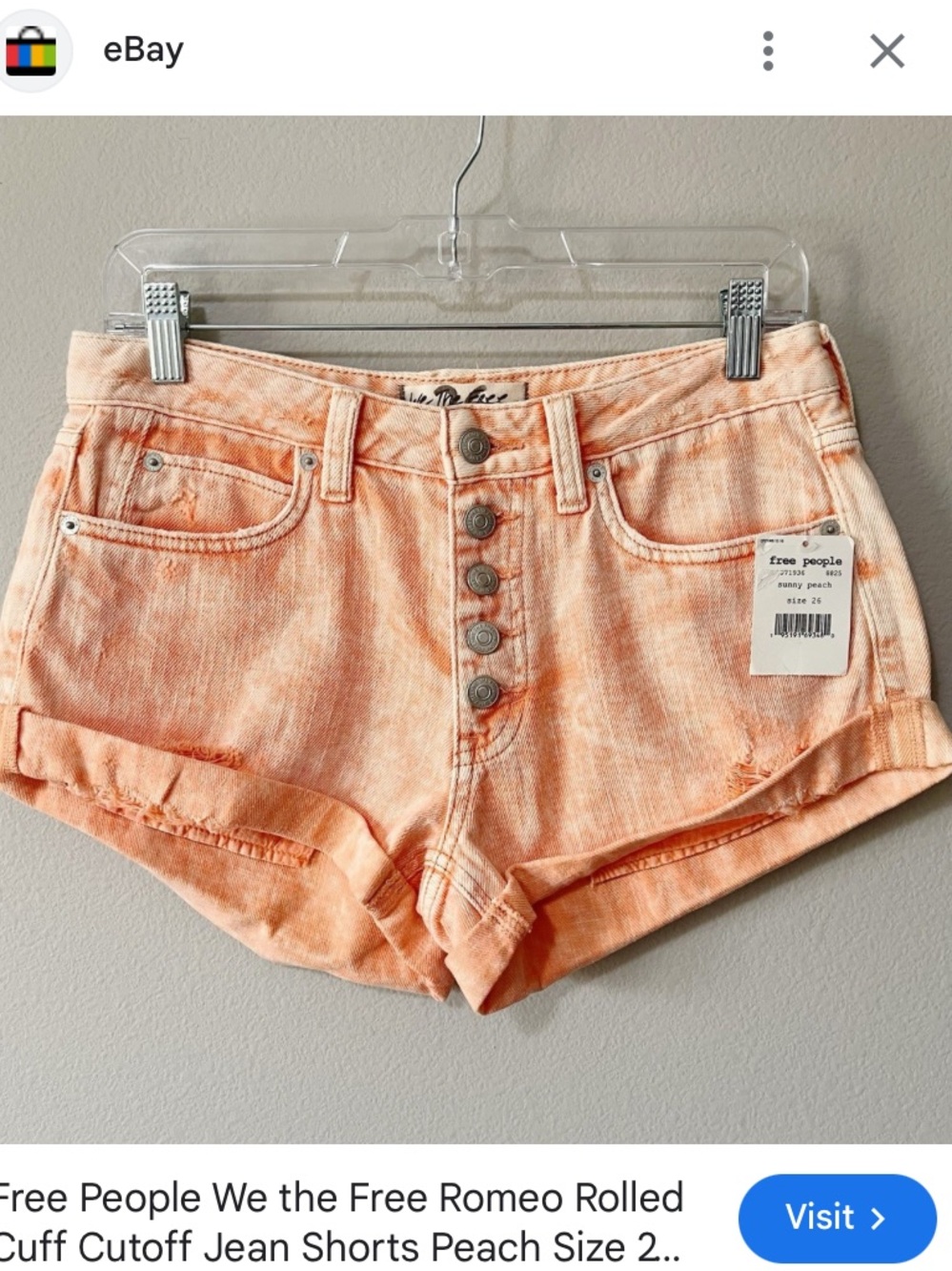 We The Free Washed Peach Button-Front Distressed Denim Shorts - Picture 11 of 11
